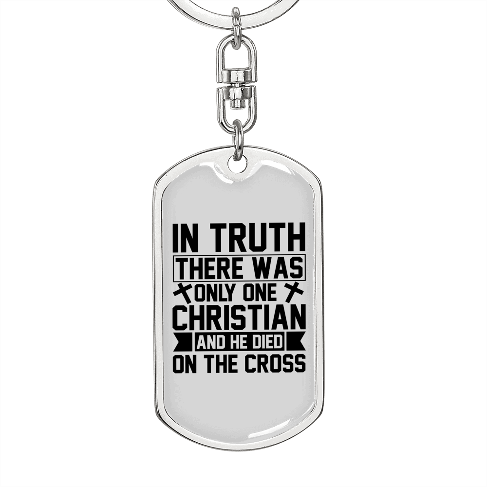 Only One Christian Keychain Stainless Steel or 18k Gold Dog Tag Keyring-Express Your Love Gifts