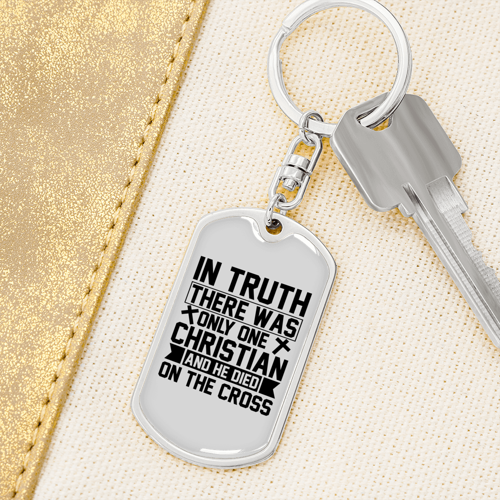 Only One Christian Keychain Stainless Steel or 18k Gold Dog Tag Keyring-Express Your Love Gifts