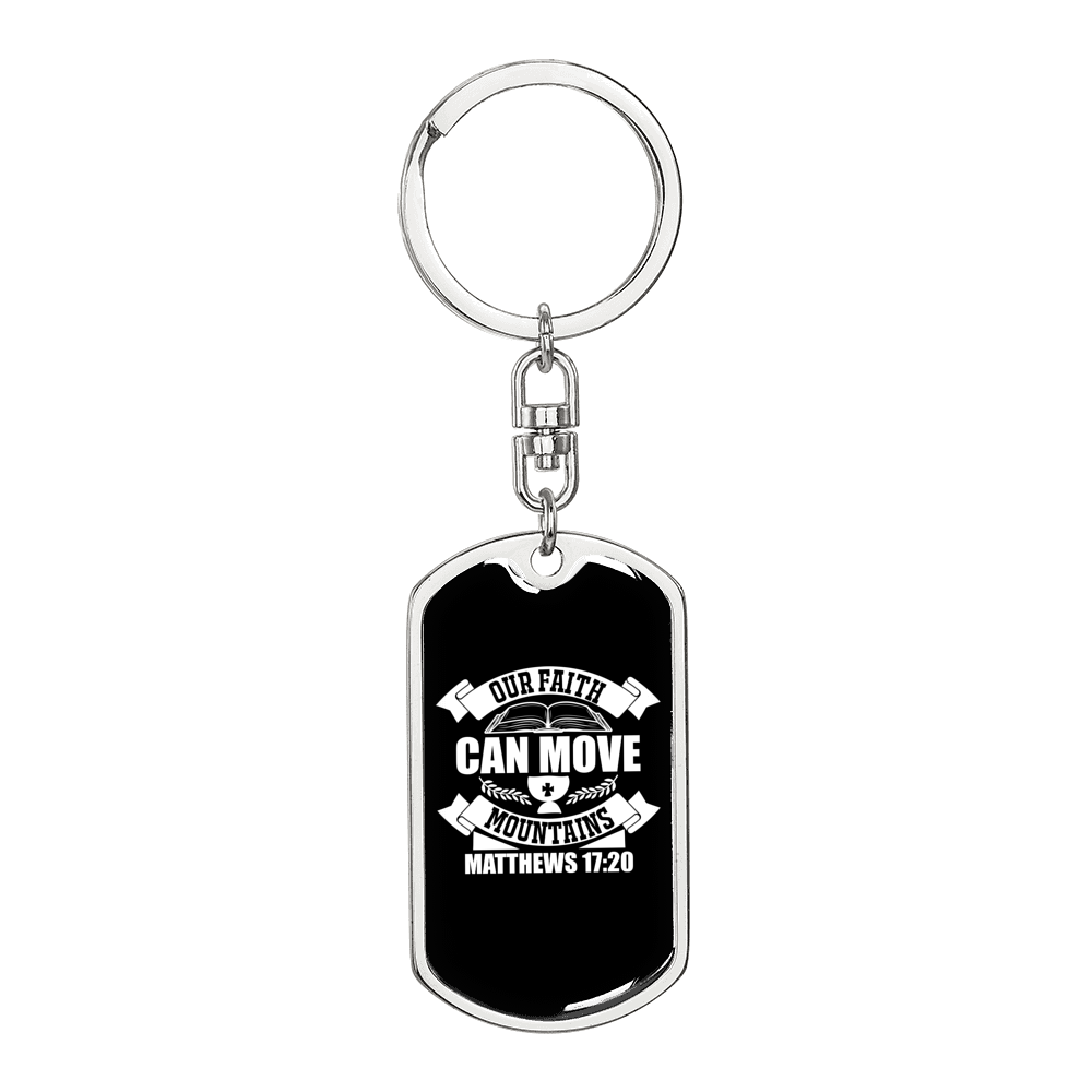 Our Faith Matthew 17:20 Keychain Stainless Steel or 18k Gold Dog Tag Keyring-Express Your Love Gifts