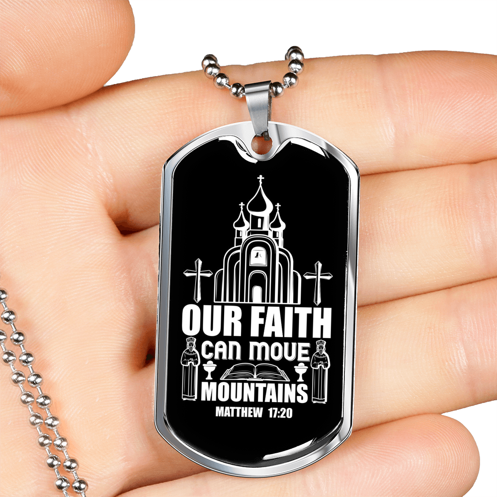 Our Faith Move Matthew 17:20 Necklace Stainless Steel or 18k Gold Dog Tag 24-Express Your Love Gifts