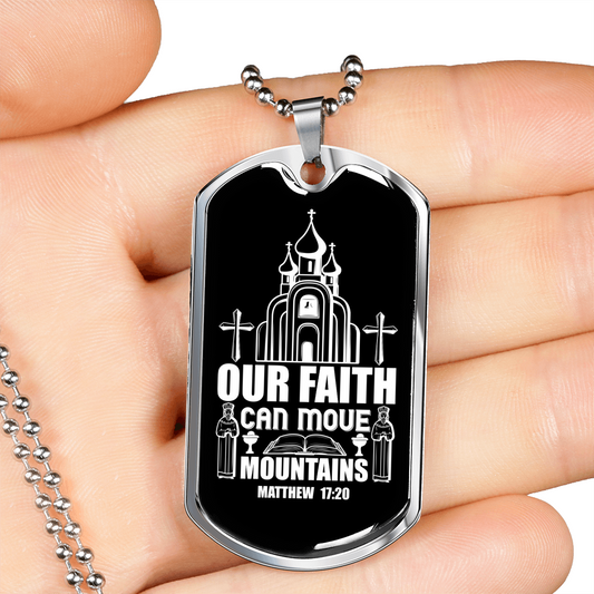Our Faith Move Matthew 17:20 Necklace Stainless Steel or 18k Gold Dog Tag 24-Express Your Love Gifts