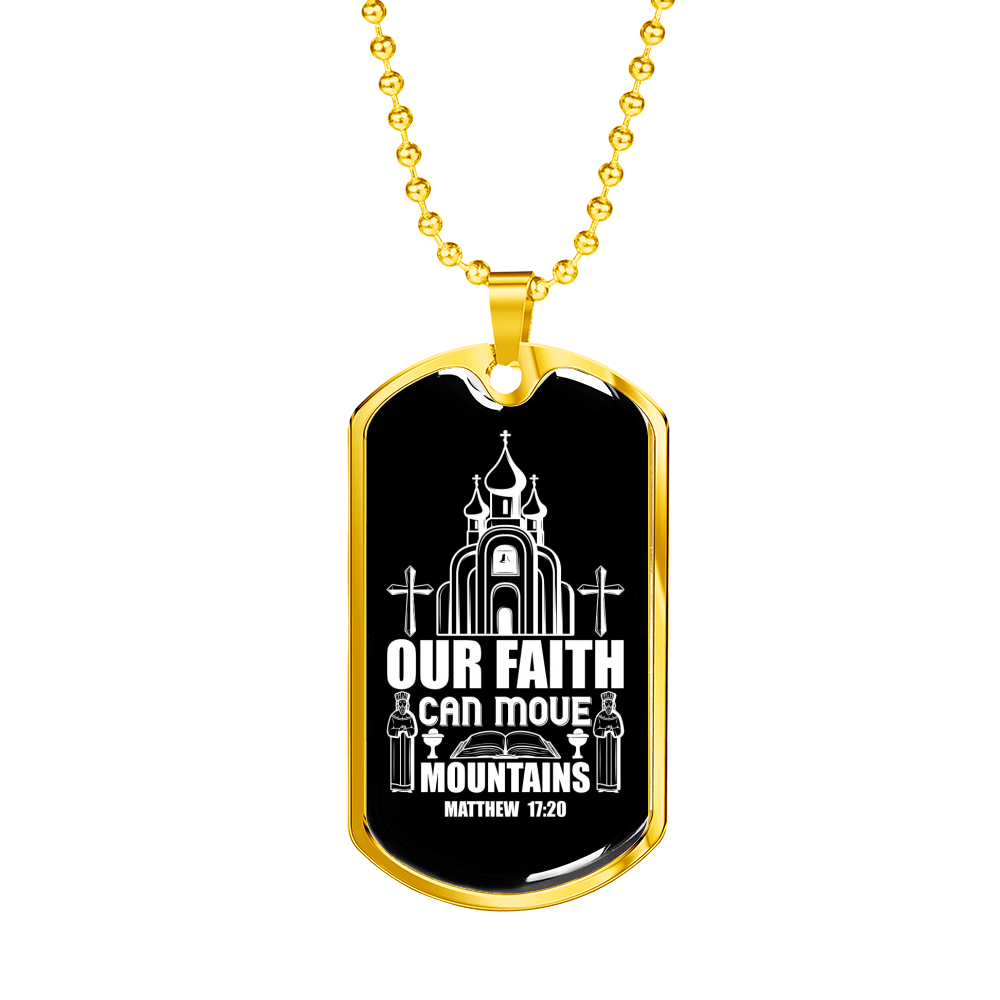 Our Faith Move Matthew 17:20 Necklace Stainless Steel or 18k Gold Dog Tag 24-Express Your Love Gifts