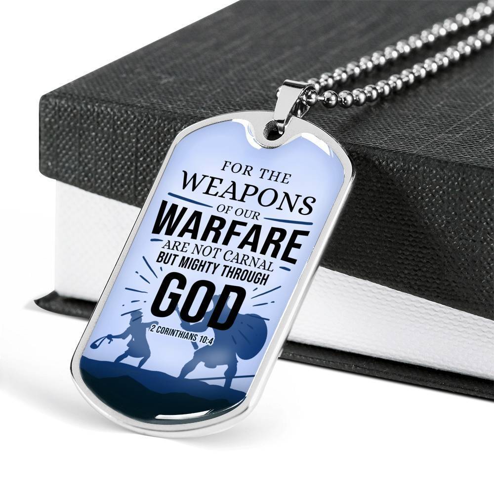 Our Weapon Has Divine Power Necklace Stainless Steel or 18k Gold Dog Tag 24" Chain-Express Your Love Gifts