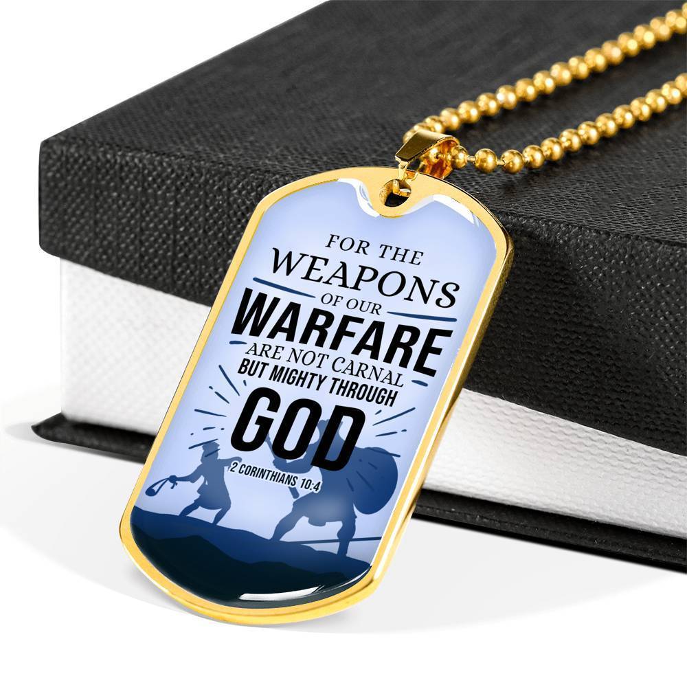 Our Weapon Has Divine Power Necklace Stainless Steel or 18k Gold Dog Tag 24" Chain-Express Your Love Gifts