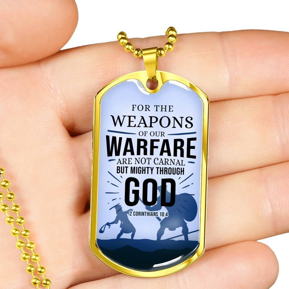 Our Weapon Has Divine Power Necklace Stainless Steel or 18k Gold Dog Tag 24" Chain-Express Your Love Gifts