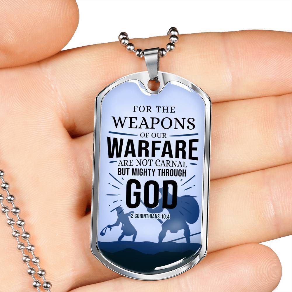 Our Weapon Has Divine Power Necklace Stainless Steel or 18k Gold Dog Tag 24" Chain-Express Your Love Gifts