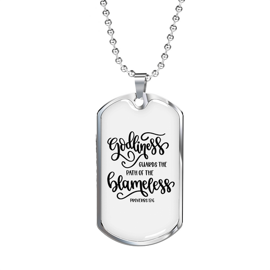 Path Of The Blameless Christian Necklace Stainless Steel or 18k Gold Dog Tag 24" Chain-Express Your Love Gifts