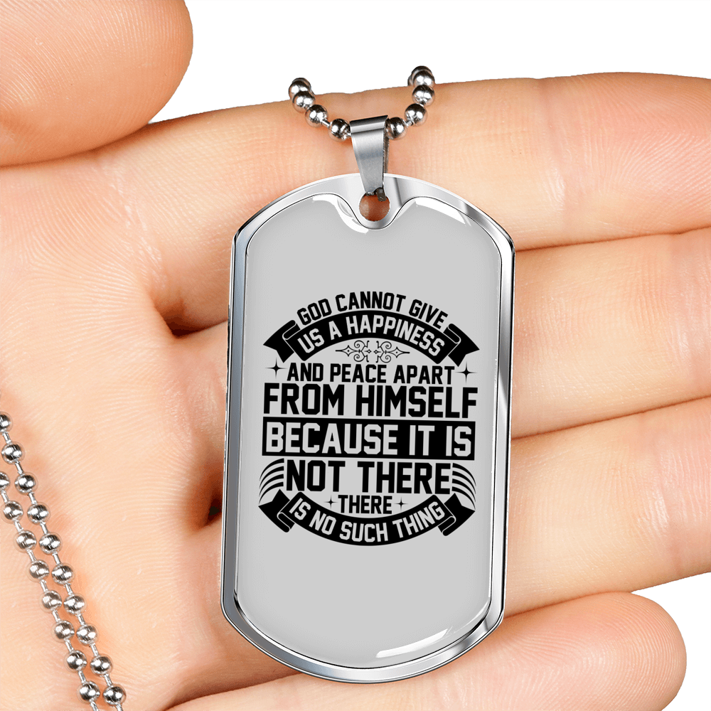 Peace Apart From Himself Necklace Stainless Steel or 18k Gold Dog Tag 24" Chain-Express Your Love Gifts