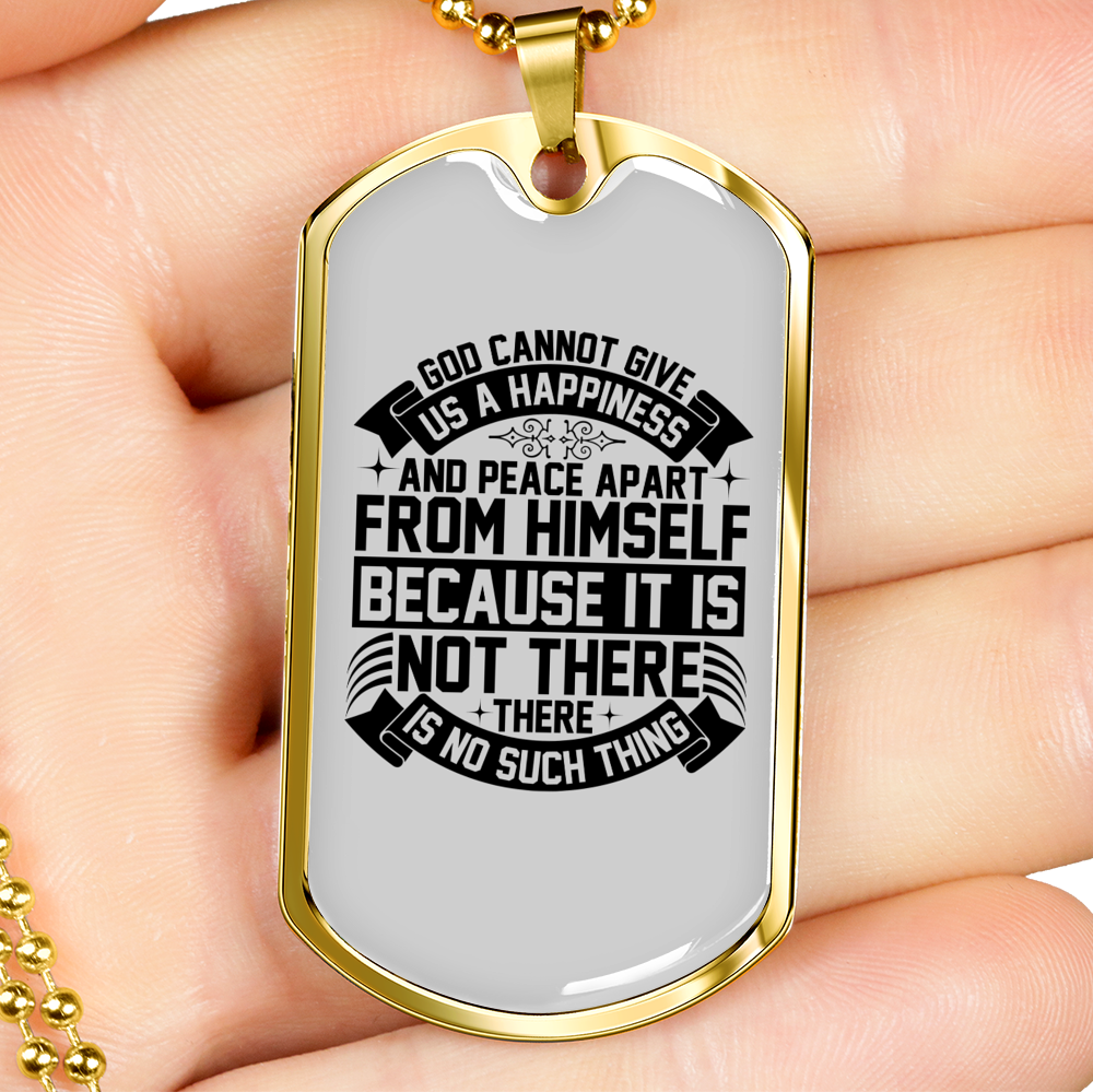 Peace Apart From Himself Necklace Stainless Steel or 18k Gold Dog Tag 24" Chain-Express Your Love Gifts