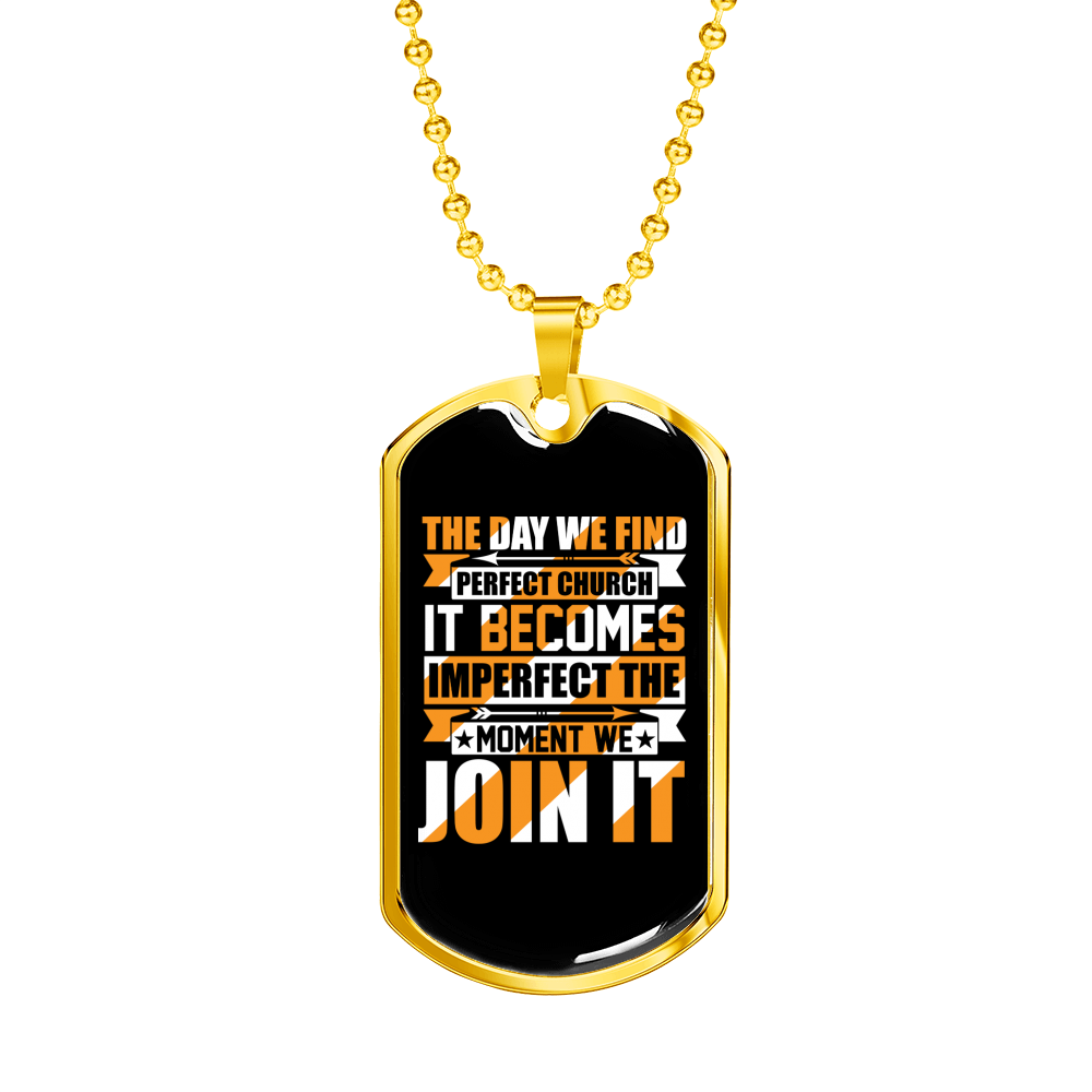 Perfect Church Christian Necklace Stainless Steel or 18k Gold Dog Tag 24" Chain-Express Your Love Gifts