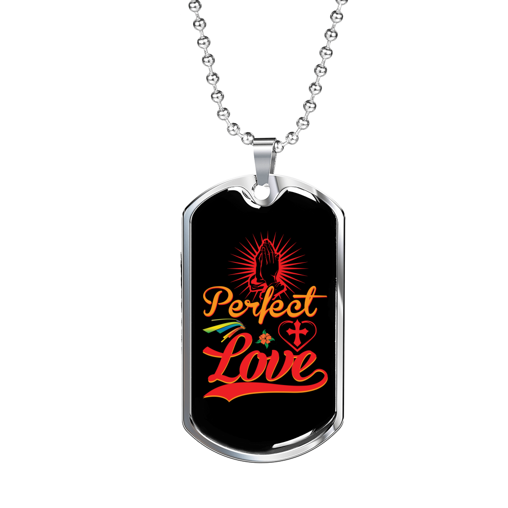 Perfect Love Christian Necklace Stainless Steel or 18k Gold Dog Tag 24" Chain-Express Your Love Gifts