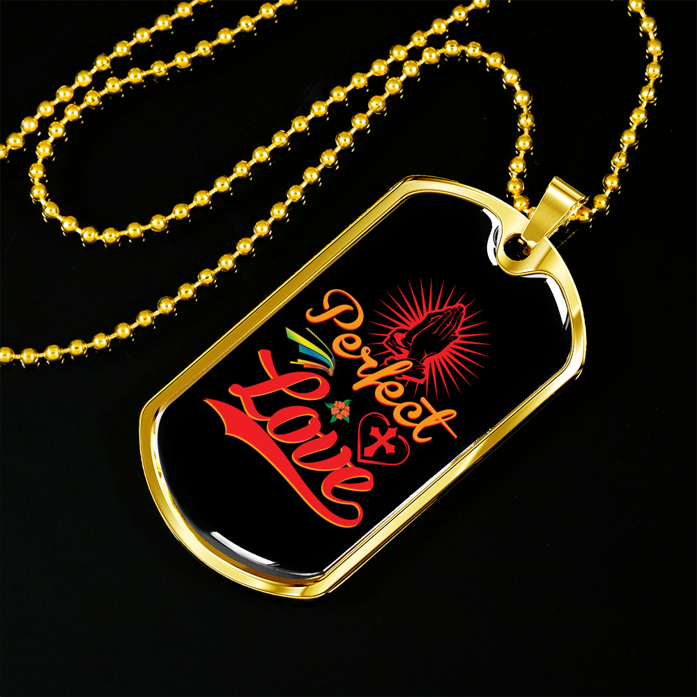 Perfect Love Christian Necklace Stainless Steel or 18k Gold Dog Tag 24" Chain-Express Your Love Gifts