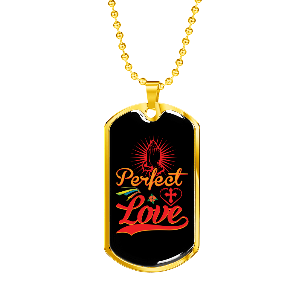Perfect Love Christian Necklace Stainless Steel or 18k Gold Dog Tag 24" Chain-Express Your Love Gifts
