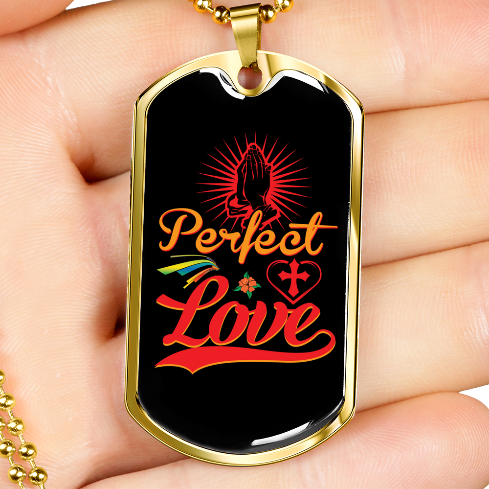 Perfect Love Christian Necklace Stainless Steel or 18k Gold Dog Tag 24" Chain-Express Your Love Gifts