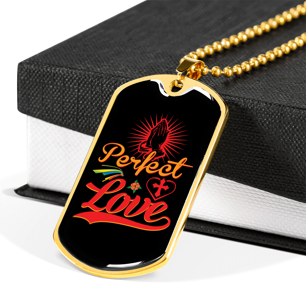 Perfect Love Christian Necklace Stainless Steel or 18k Gold Dog Tag 24" Chain-Express Your Love Gifts