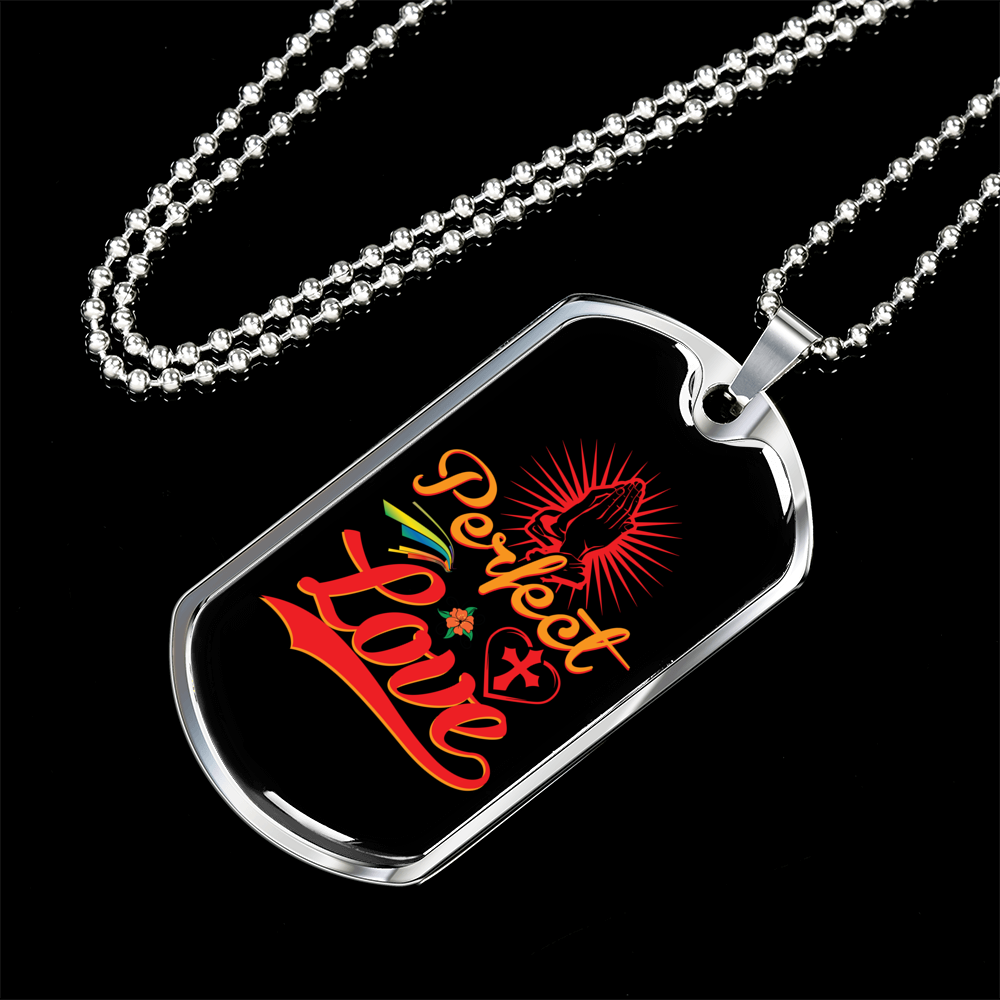Perfect Love Christian Necklace Stainless Steel or 18k Gold Dog Tag 24" Chain-Express Your Love Gifts