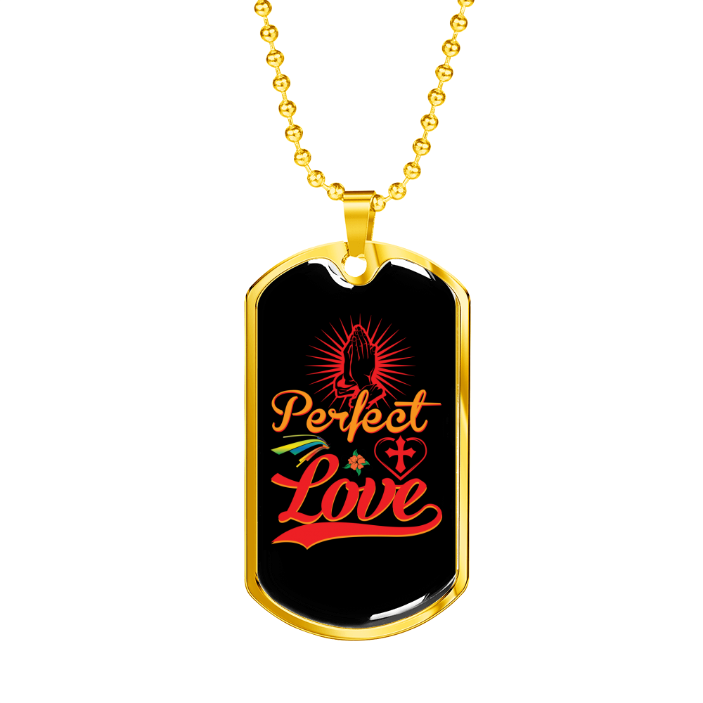 Perfect Love Cross Christian Necklace Stainless Steel or 18k Gold Dog Tag 24" Chain-Express Your Love Gifts