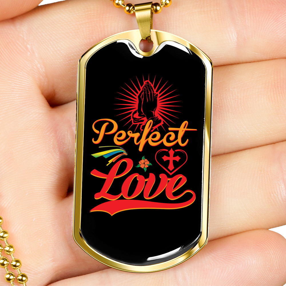 Perfect Love Cross Christian Necklace Stainless Steel or 18k Gold Dog Tag 24" Chain-Express Your Love Gifts