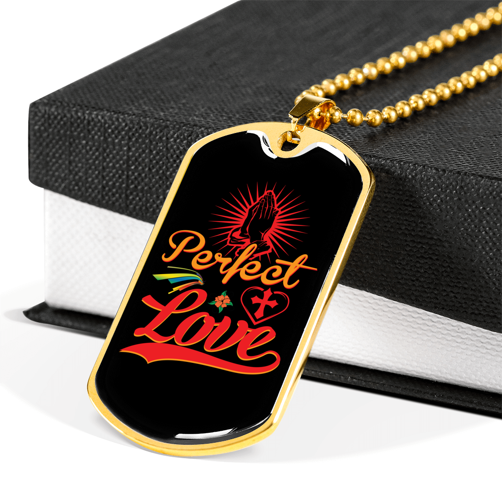 Perfect Love Cross Christian Necklace Stainless Steel or 18k Gold Dog Tag 24" Chain-Express Your Love Gifts