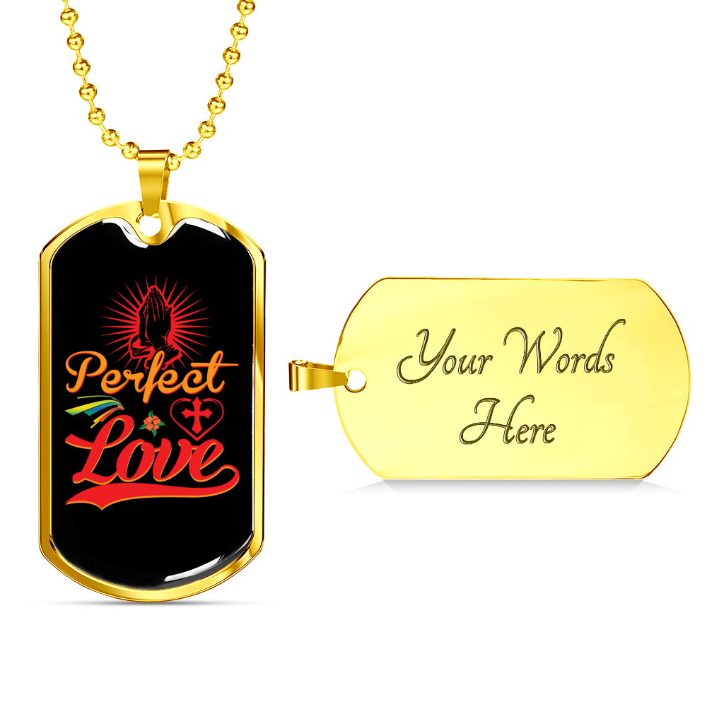 Perfect Love Cross Christian Necklace Stainless Steel or 18k Gold Dog Tag 24" Chain-Express Your Love Gifts
