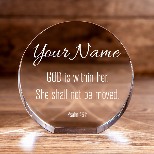 Psalm 46:5 God is Within Her Circle Cut Crystal Personalized Christian Gift-Express Your Love Gifts