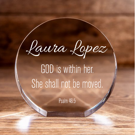 Psalm 46:5 God is Within Her Circle Cut Crystal Personalized Christian Gift-Express Your Love Gifts