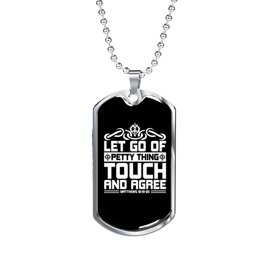 Petty Thing Touch Christian Necklace Stainless Steel or 18k Gold Dog Tag 24" Chain-Express Your Love Gifts