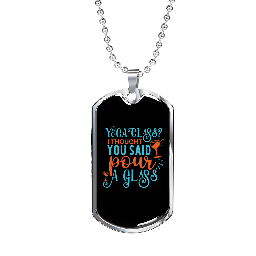 Pour A Glass Christian Necklace Stainless Steel or 18k Gold Dog Tag 24" Chain-Express Your Love Gifts