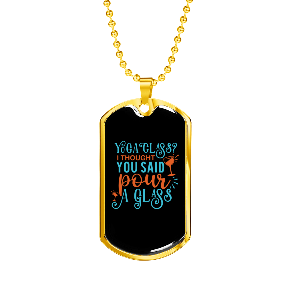 Pour A Glass Christian Necklace Stainless Steel or 18k Gold Dog Tag 24" Chain-Express Your Love Gifts