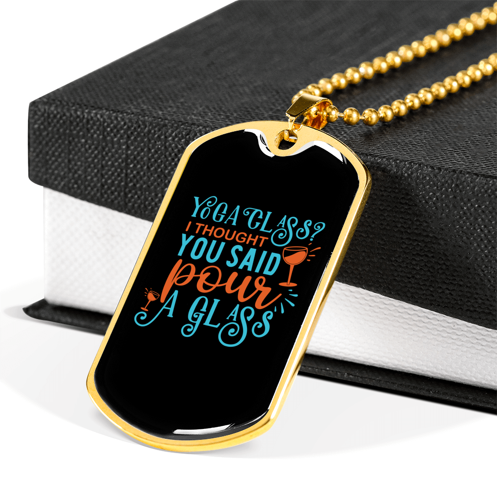 Pour A Glass Christian Necklace Stainless Steel or 18k Gold Dog Tag 24" Chain-Express Your Love Gifts