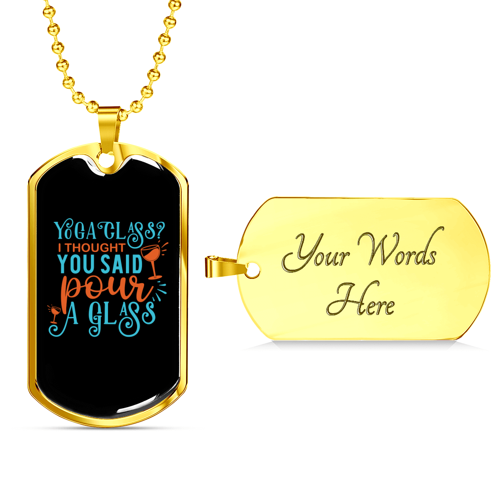 Pour A Glass Christian Necklace Stainless Steel or 18k Gold Dog Tag 24" Chain-Express Your Love Gifts