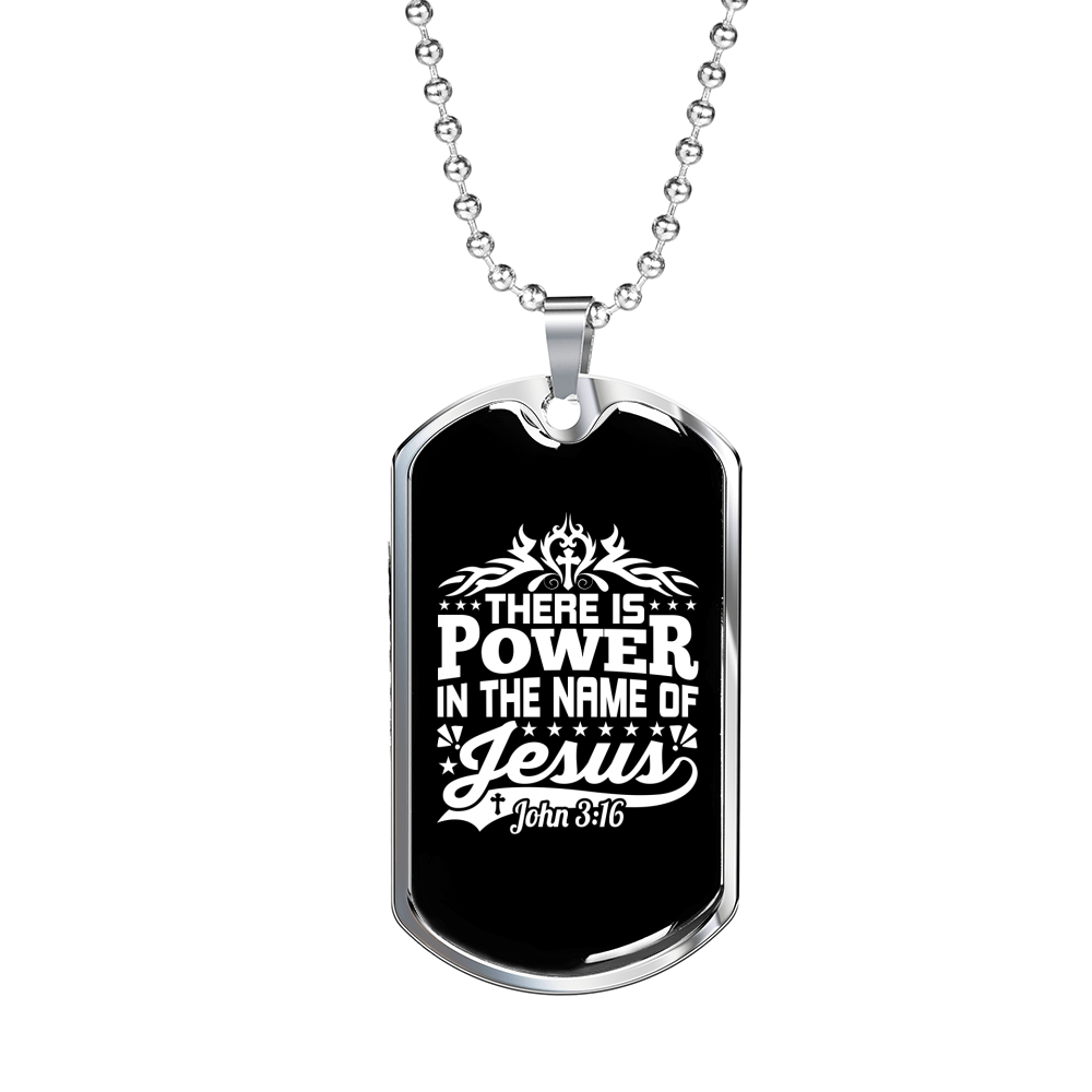 Power In Jesus Christian Necklace Stainless Steel or 18k Gold Dog Tag 24" Chain-Express Your Love Gifts