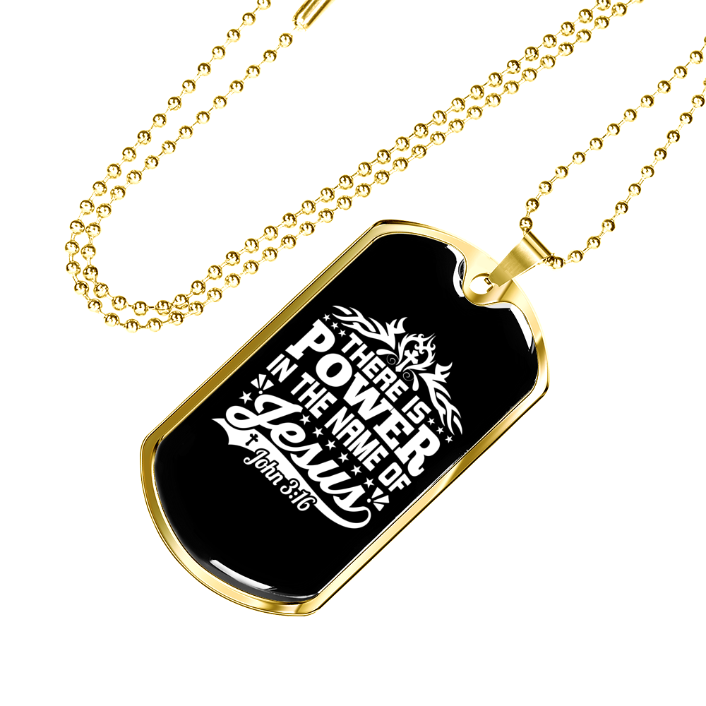 Power In Jesus Christian Necklace Stainless Steel or 18k Gold Dog Tag 24" Chain-Express Your Love Gifts