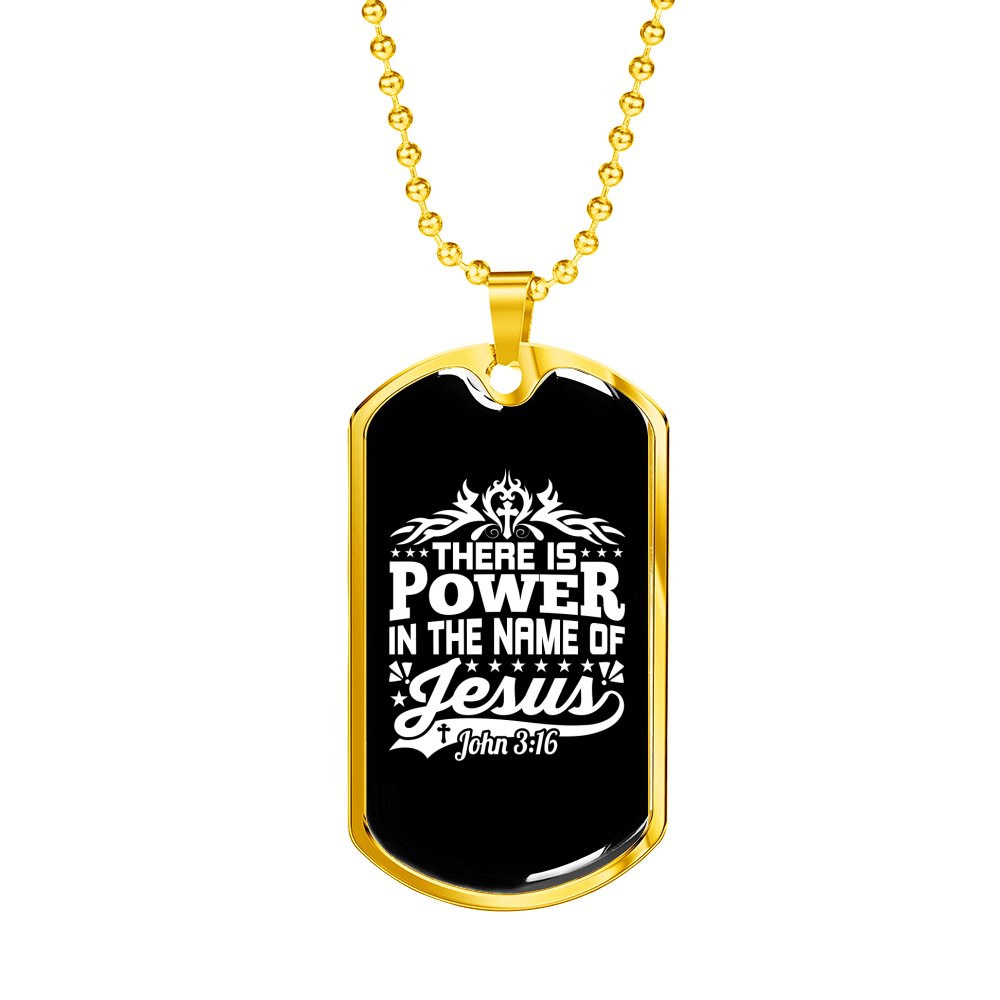 Power In Jesus Christian Necklace Stainless Steel or 18k Gold Dog Tag 24" Chain-Express Your Love Gifts