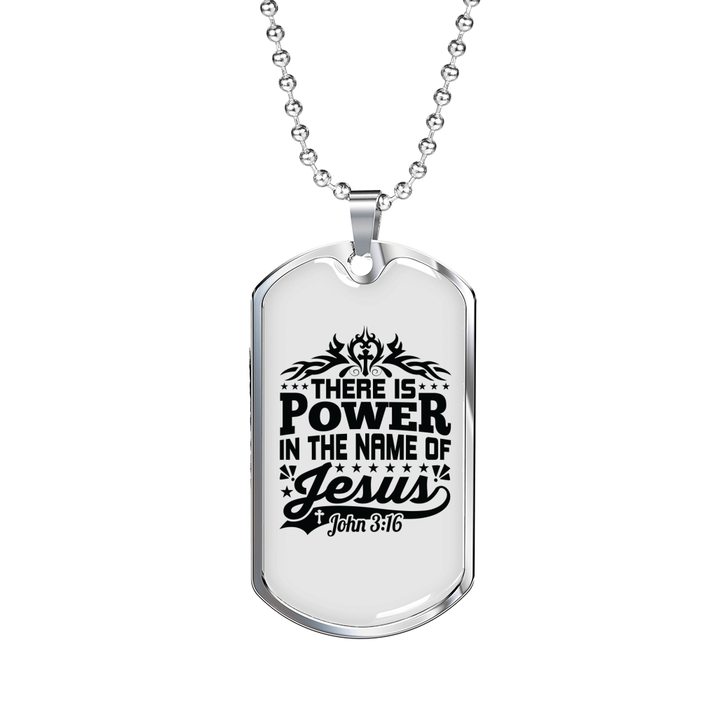 Power In The Name Christian Necklace Stainless Steel or 18k Gold Dog Tag 24" Chain-Express Your Love Gifts