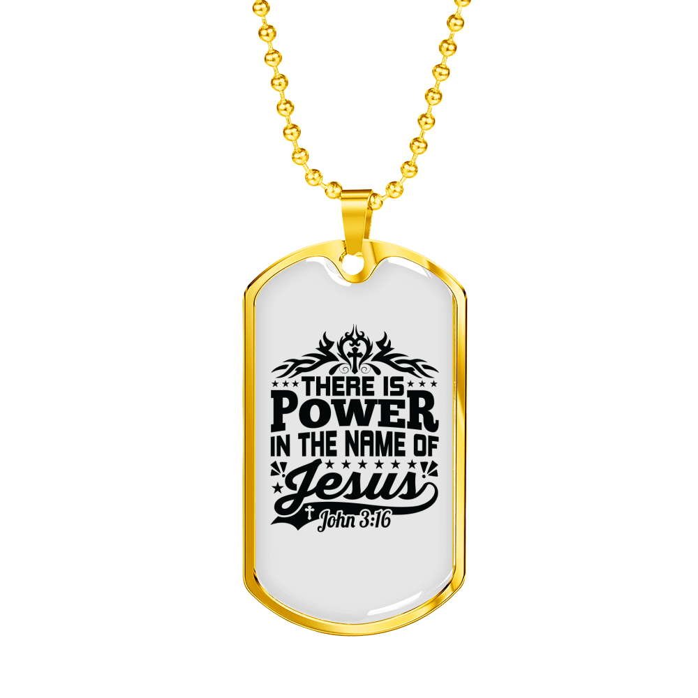 Power In The Name Christian Necklace Stainless Steel or 18k Gold Dog Tag 24" Chain-Express Your Love Gifts