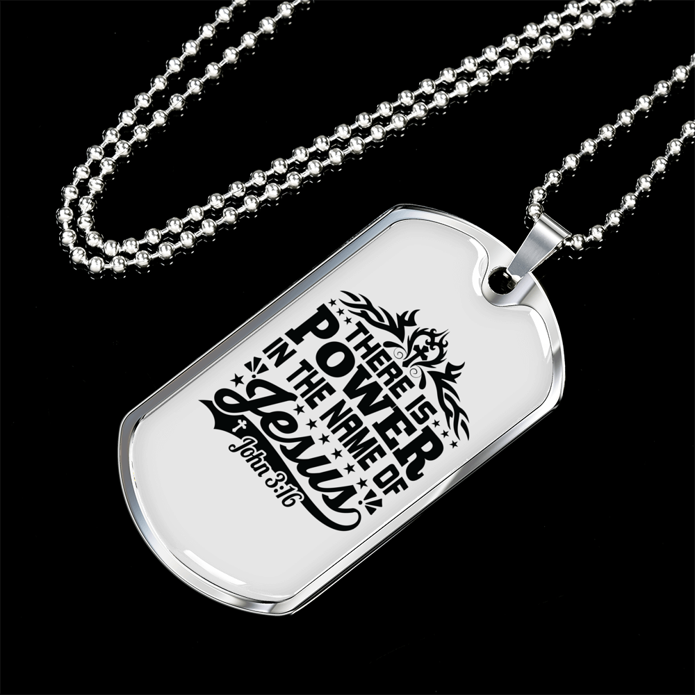 Power In The Name Christian Necklace Stainless Steel or 18k Gold Dog Tag 24" Chain-Express Your Love Gifts