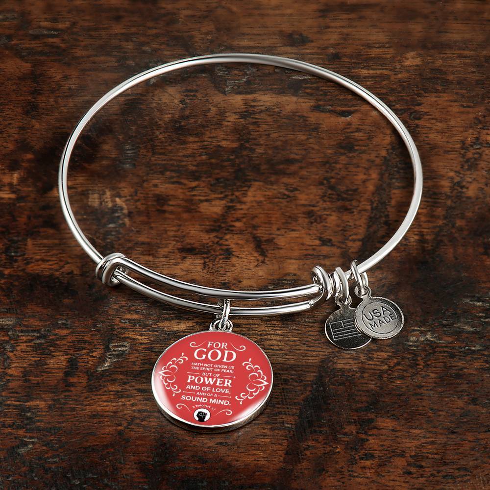 Power Of God Bible Verse Stainless Steel or 18k Gold Circle Bangle Bracelet - Express Your Love Gifts