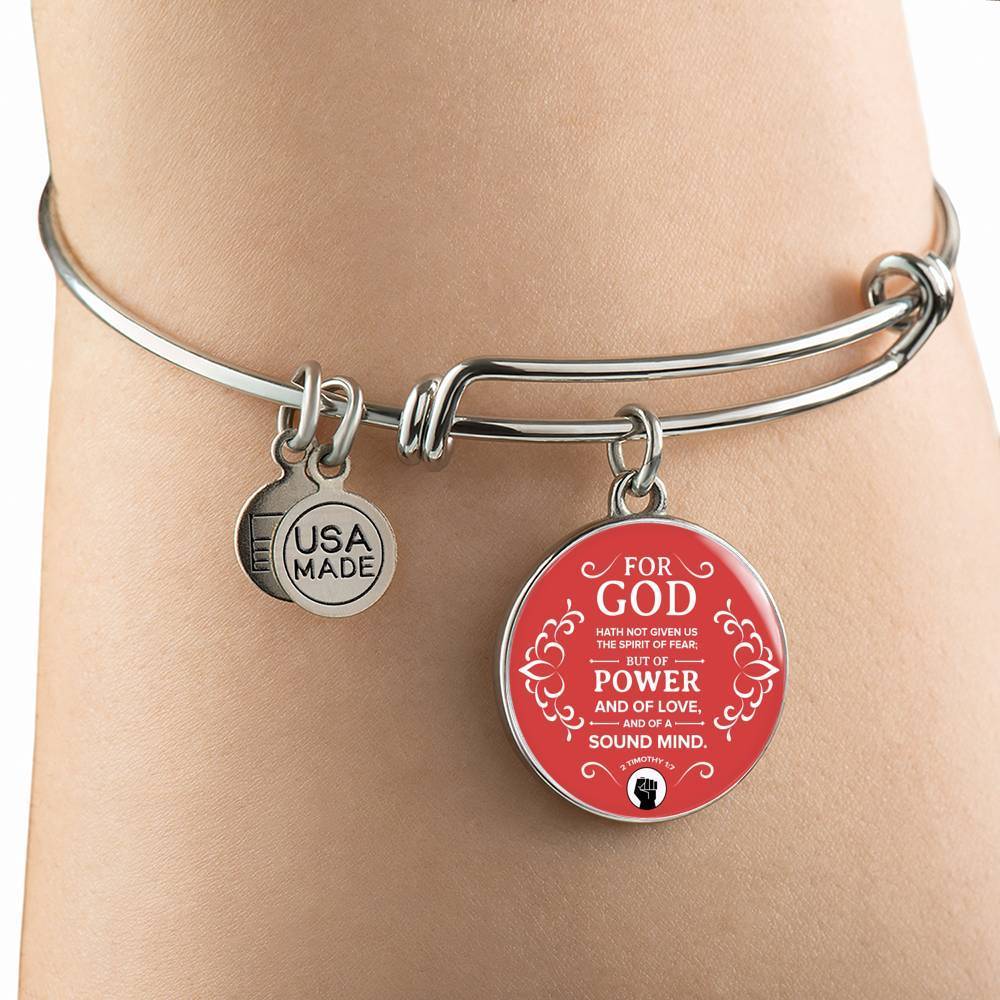 Power Of God Bible Verse Stainless Steel or 18k Gold Circle Bangle Bracelet - Express Your Love Gifts