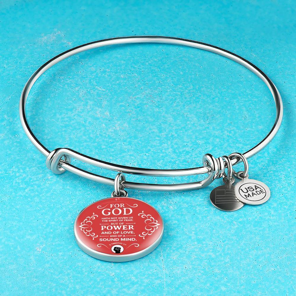 Power Of God Bible Verse Stainless Steel or 18k Gold Circle Bangle Bracelet - Express Your Love Gifts