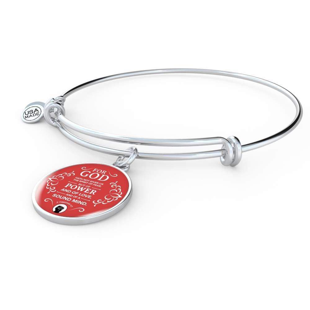 Power Of God Bible Verse Stainless Steel or 18k Gold Circle Bangle Bracelet - Express Your Love Gifts