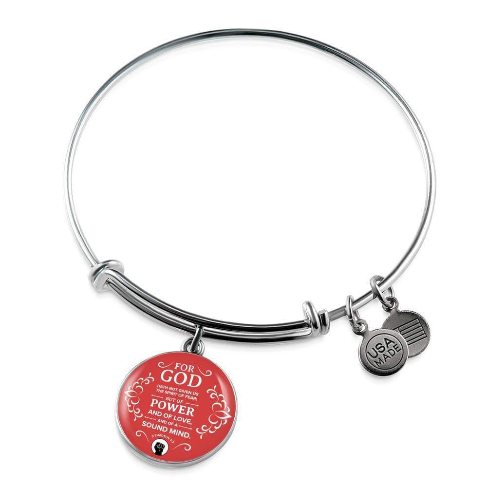Power Of God Bible Verse Stainless Steel or 18k Gold Circle Bangle Bracelet - Express Your Love Gifts