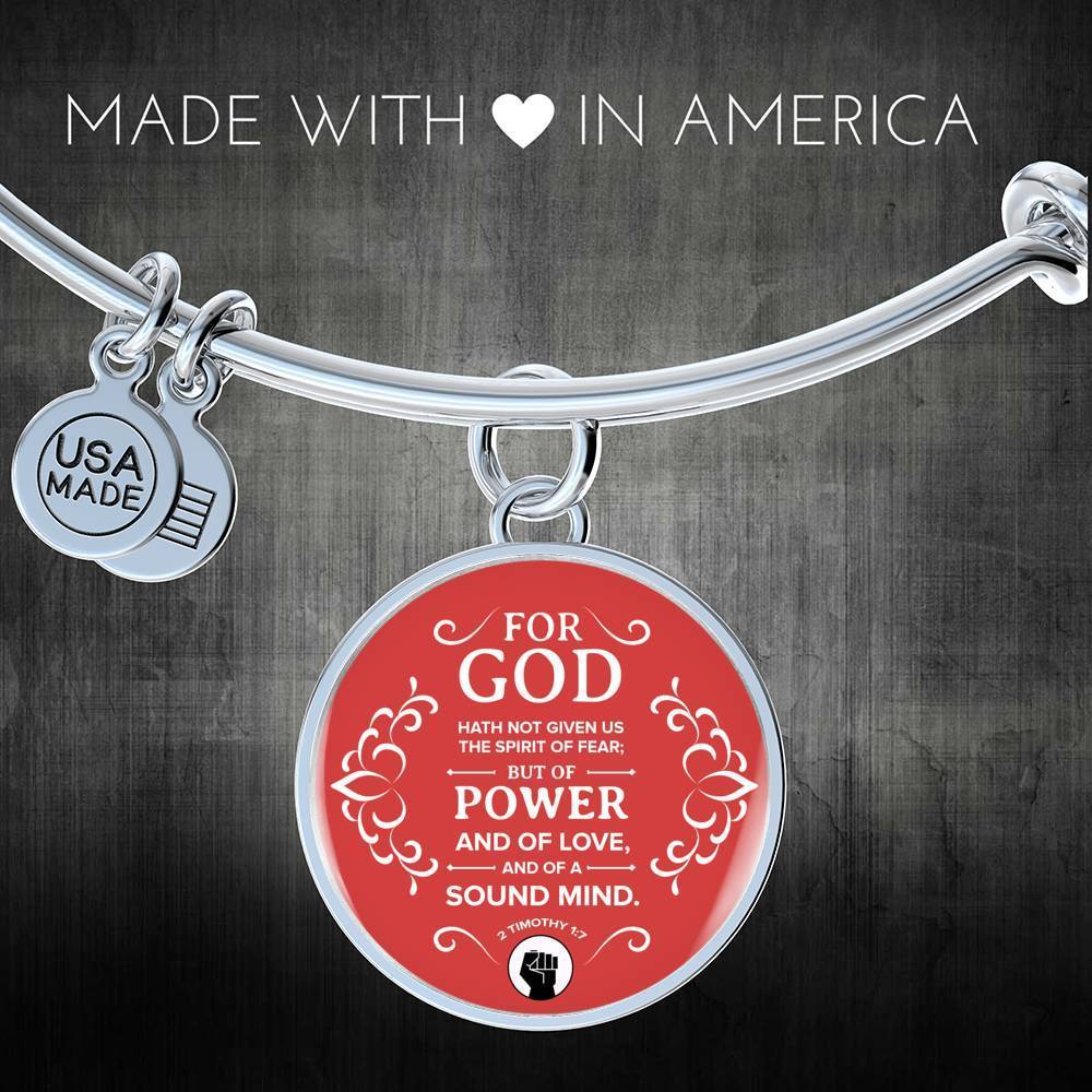 Power Of God Bible Verse Stainless Steel or 18k Gold Circle Bangle Bracelet - Express Your Love Gifts