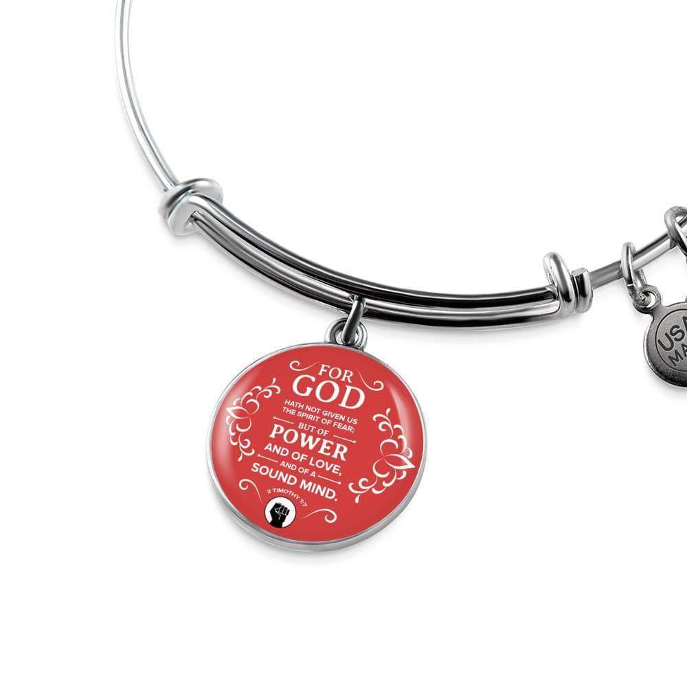 Power Of God Bible Verse Stainless Steel or 18k Gold Circle Bangle Bracelet - Express Your Love Gifts