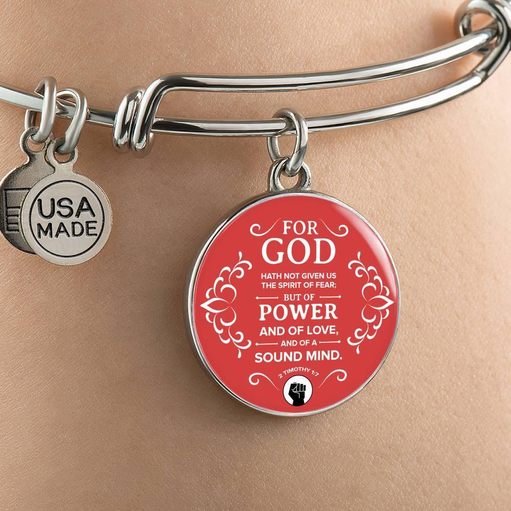 Power Of God Bible Verse Stainless Steel or 18k Gold Circle Bangle Bracelet - Express Your Love Gifts