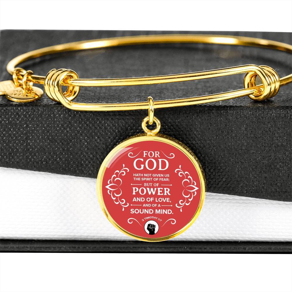 Power Of God Bible Verse Stainless Steel or 18k Gold Circle Bangle Bracelet - Express Your Love Gifts