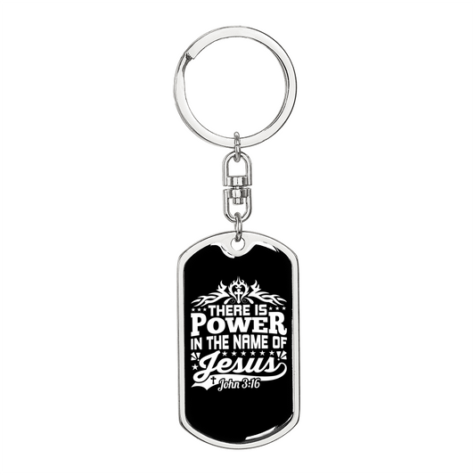 Power Of Jesus John 3:16 Keychain Stainless Steel or 18k Gold Dog Tag Keyring-Express Your Love Gifts