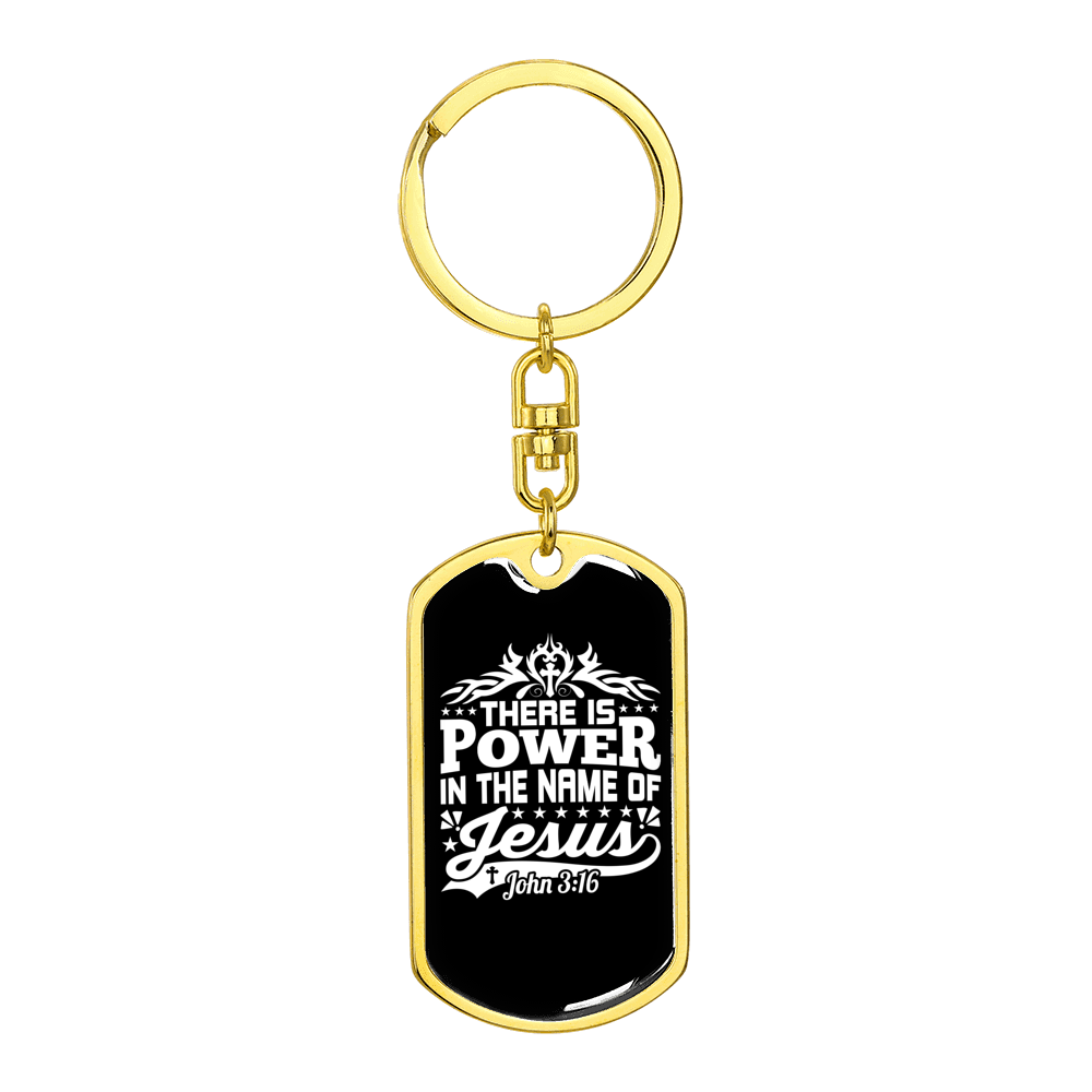 Power Of Jesus John 3:16 Stainless Steel or 18k Gold Premium Swivel Dog Tag Keychain
