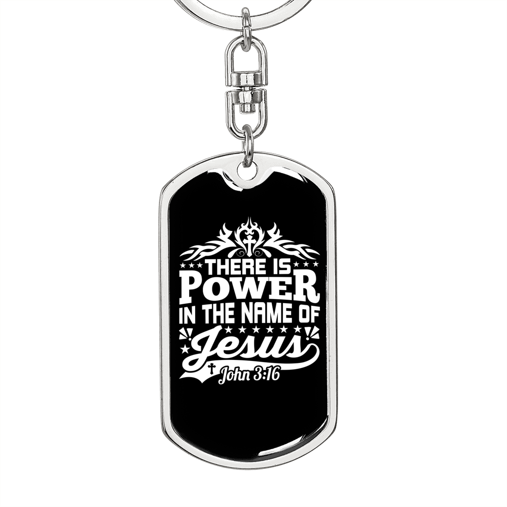 Power Of Jesus John 3:16 Keychain Stainless Steel or 18k Gold Dog Tag Keyring-Express Your Love Gifts