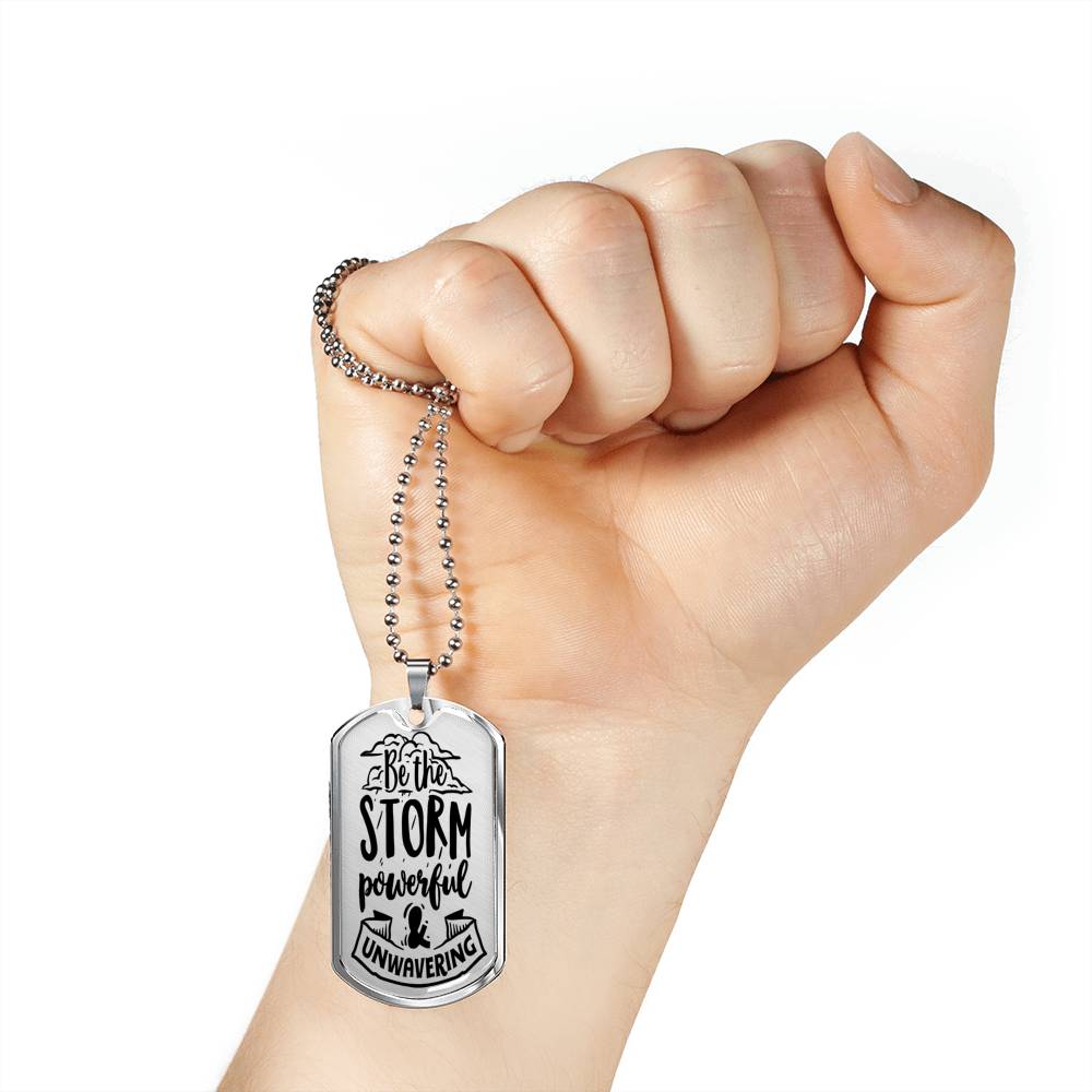 Powerful And Unwavering Necklace Inspirational Necklace Stainless Steel or 18k Gold Dog Tag 24" Chain-Express Your Love Gifts